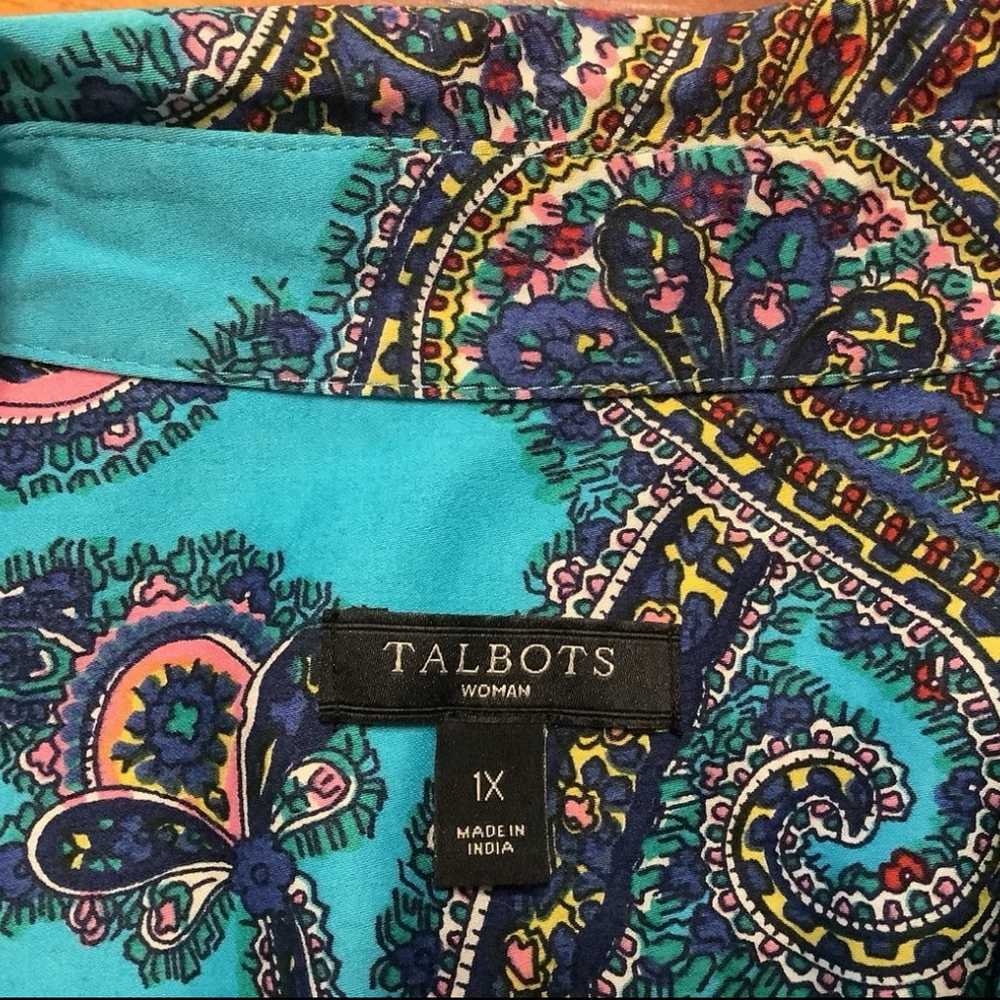 Talbots Womans 1 X Paisley Print Tiffany Blue But… - image 2