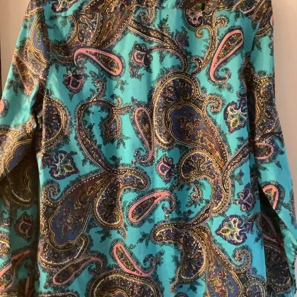 Talbots Womans 1 X Paisley Print Tiffany Blue But… - image 5