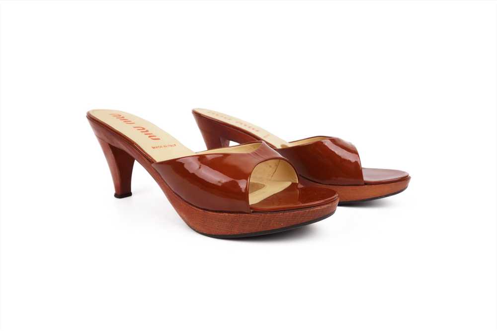 Miu Miu Miu Miu Wooden Heels Mules Patent Leather… - image 2