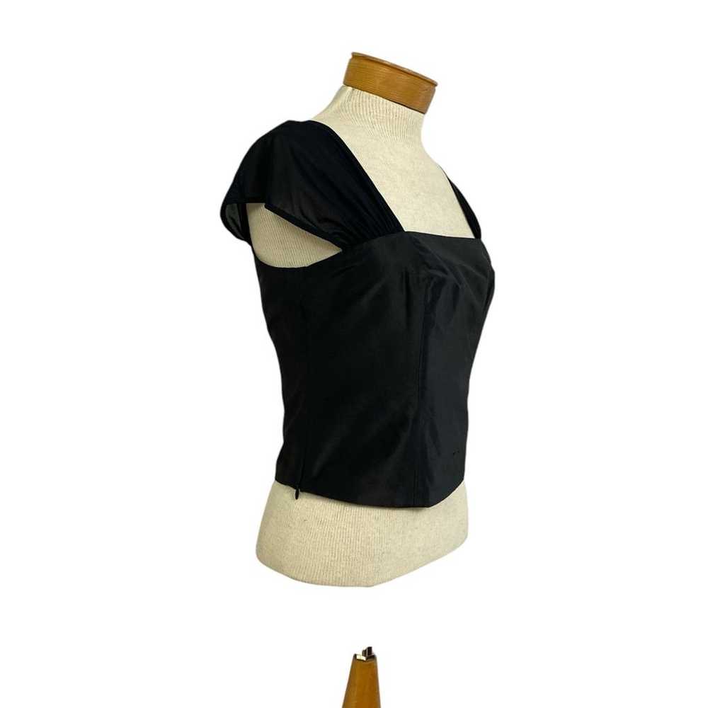 Worth Sz 6 Silk Black Square Neck, Sheer Cap Slee… - image 2