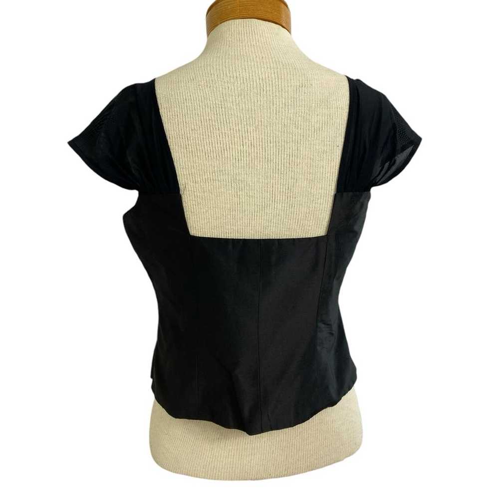 Worth Sz 6 Silk Black Square Neck, Sheer Cap Slee… - image 3