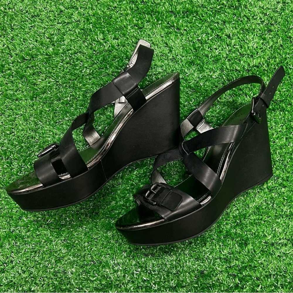 Marc Fisher Black Open Toe Sling Back Wedges Size… - image 8