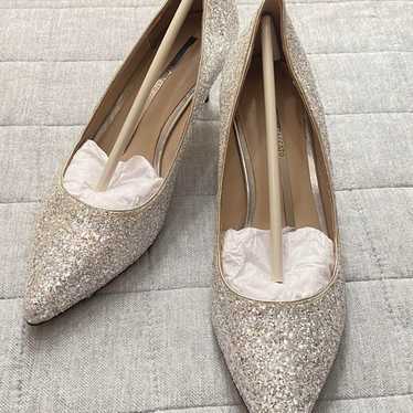 STACCATO Silver Glitter Pumps