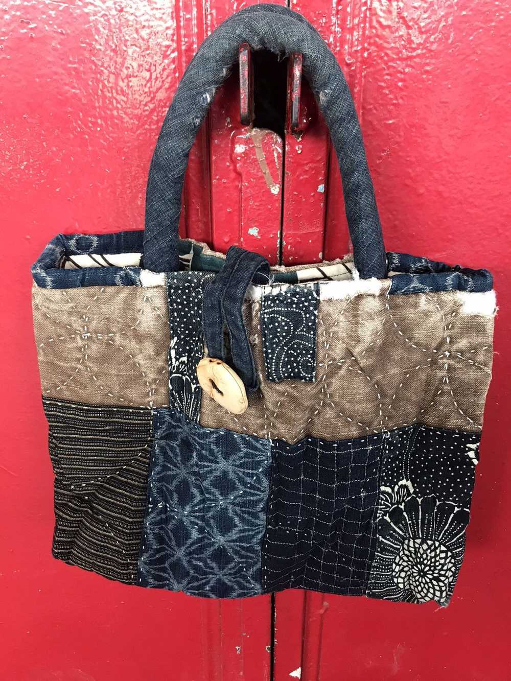 Custom × Streetwear Sashiko patchwork tote beg cu… - image 2