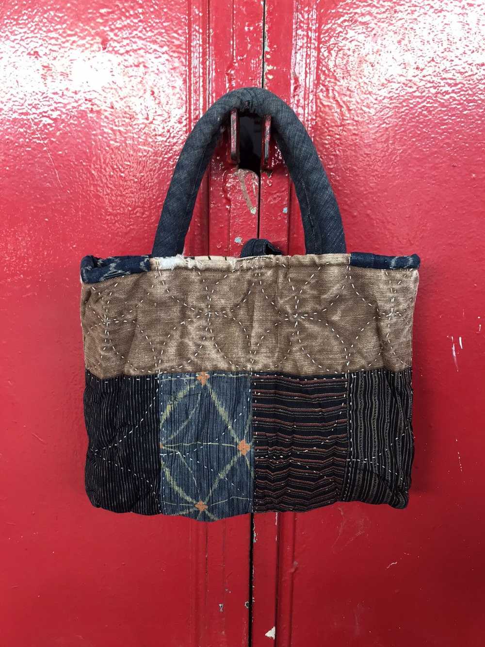 Custom × Streetwear Sashiko patchwork tote beg cu… - image 3