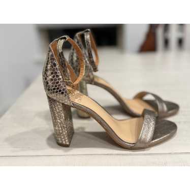 Vince Camuto Metallic Snakeskin Block Heel Sandals