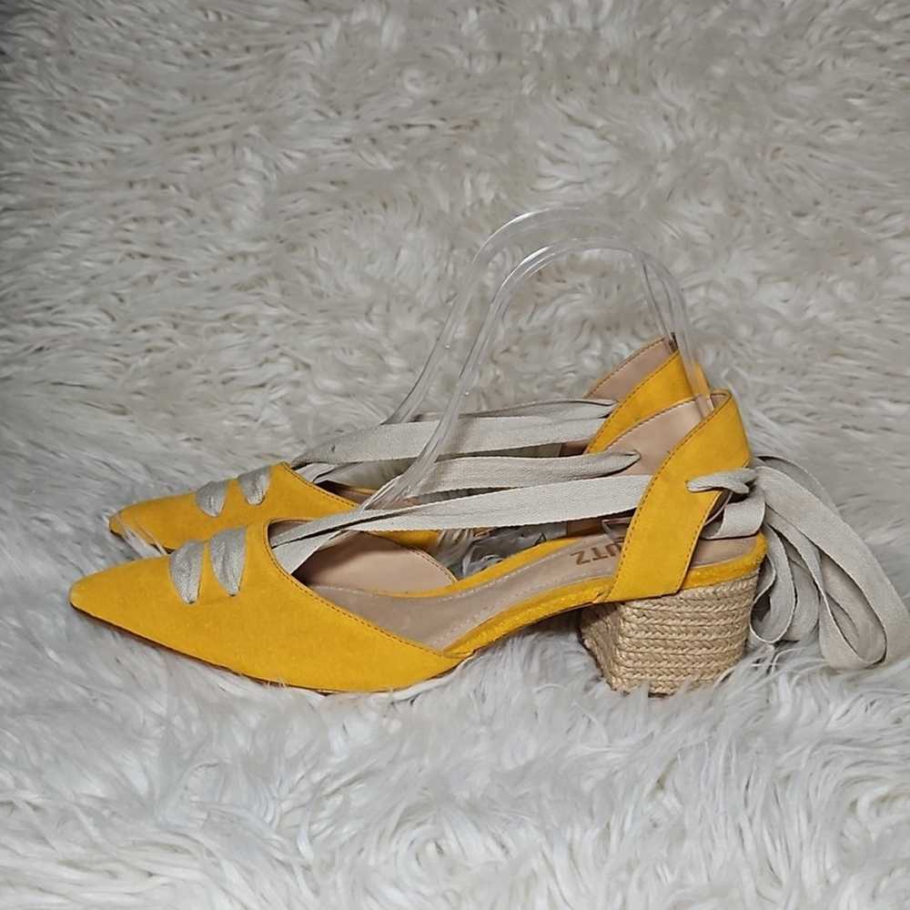 Schutz Feba Yellow Pointy Toe Jute Wrapped Tie Pu… - image 3