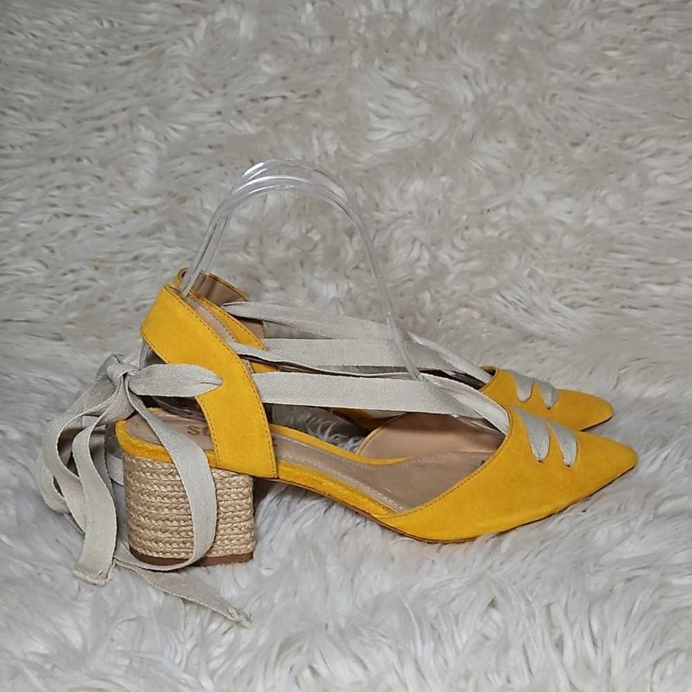 Schutz Feba Yellow Pointy Toe Jute Wrapped Tie Pu… - image 5