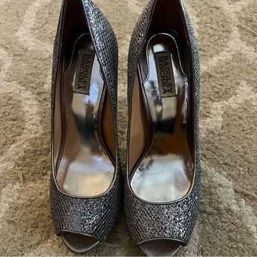 Badgley Mischka Silver Peep Toe Heels size 10