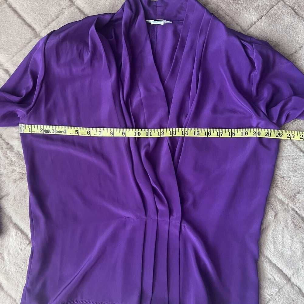 Vtg 80s Alexandria Blouse Purple Pleated Button F… - image 4