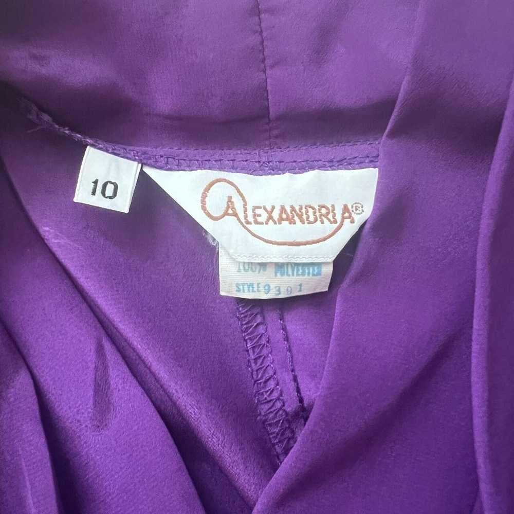 Vtg 80s Alexandria Blouse Purple Pleated Button F… - image 8