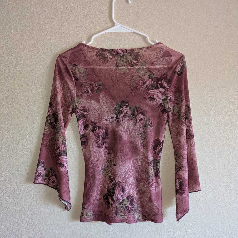 Vintage rose whimsy goth bell 3/4 sleeve top - image 2