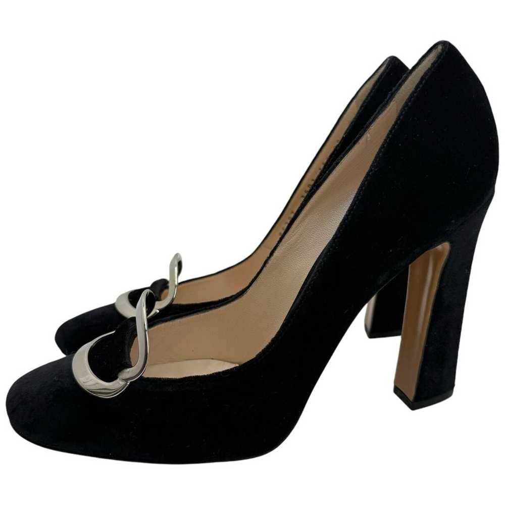 Casadei Black Velvet Block Heel Evening Pumps Siz… - image 5