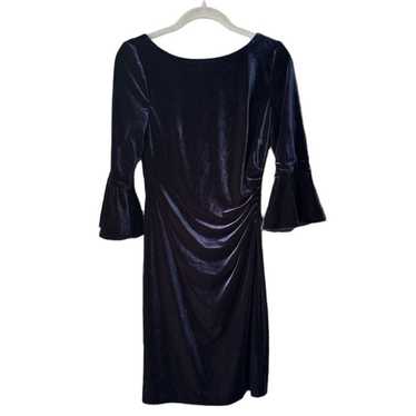 Vince Camuto Velvet Sheath Bell Sleeve Navy Dress 