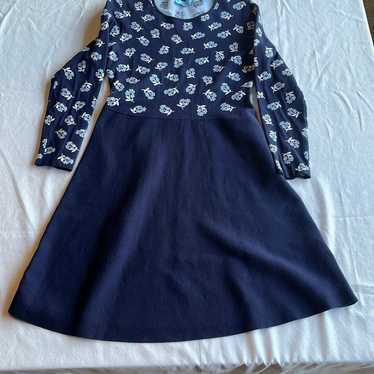 Draper James navy blue floral sweater dress