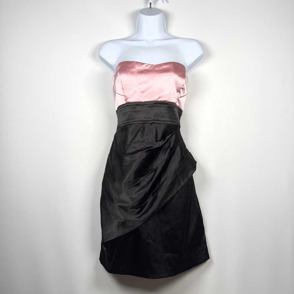 Vintage 00s Windsor Black Pink Satin Dress Cockta… - image 1