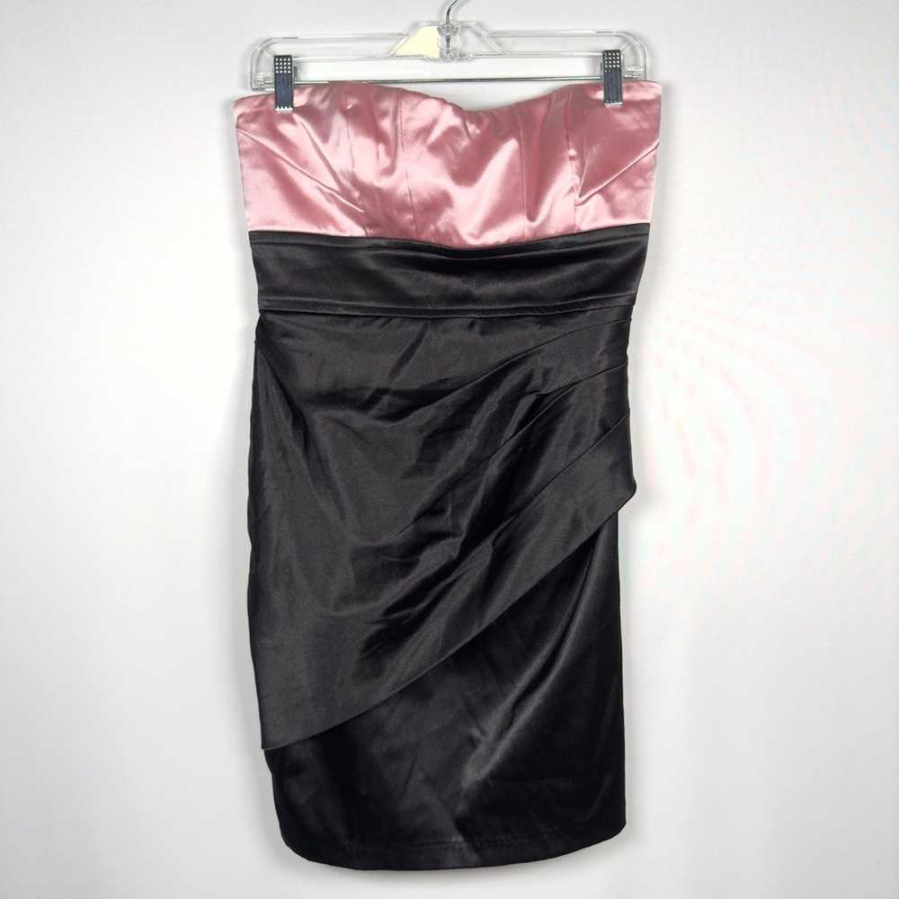 Vintage 00s Windsor Black Pink Satin Dress Cockta… - image 2