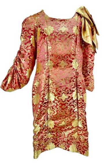 VTG AVANT GARDE BROCADE DRESS TAPESTRY VICTORIAN … - image 1