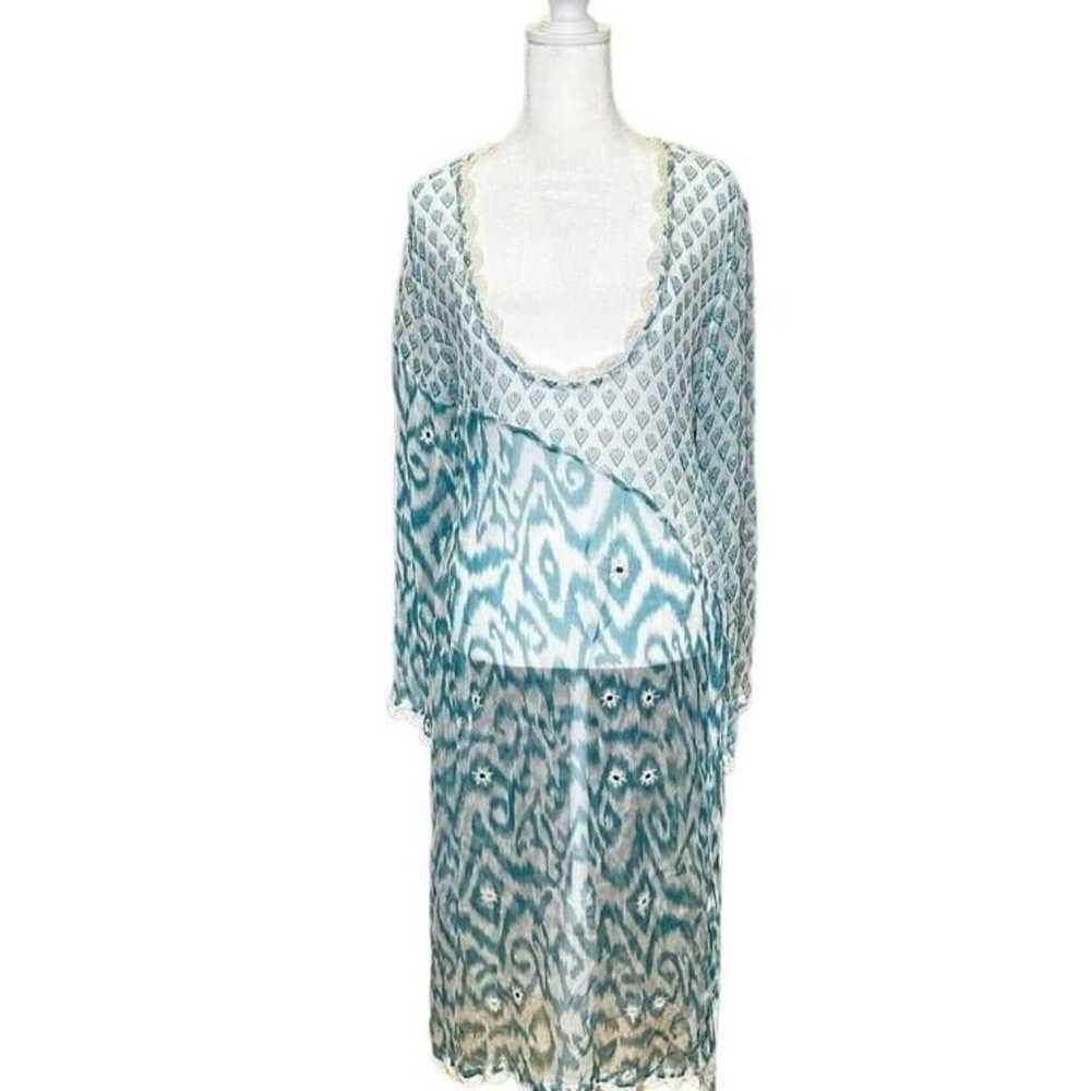 Letarte Chiffon Cover Up Dress Beaded Crochet Lon… - image 1