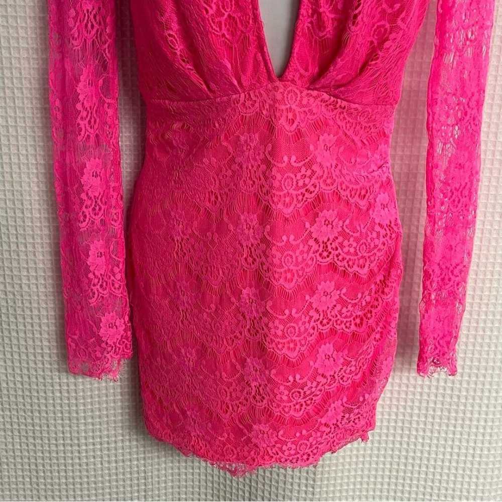 Xtaren ladies neon pink lace body con mini dress … - image 3