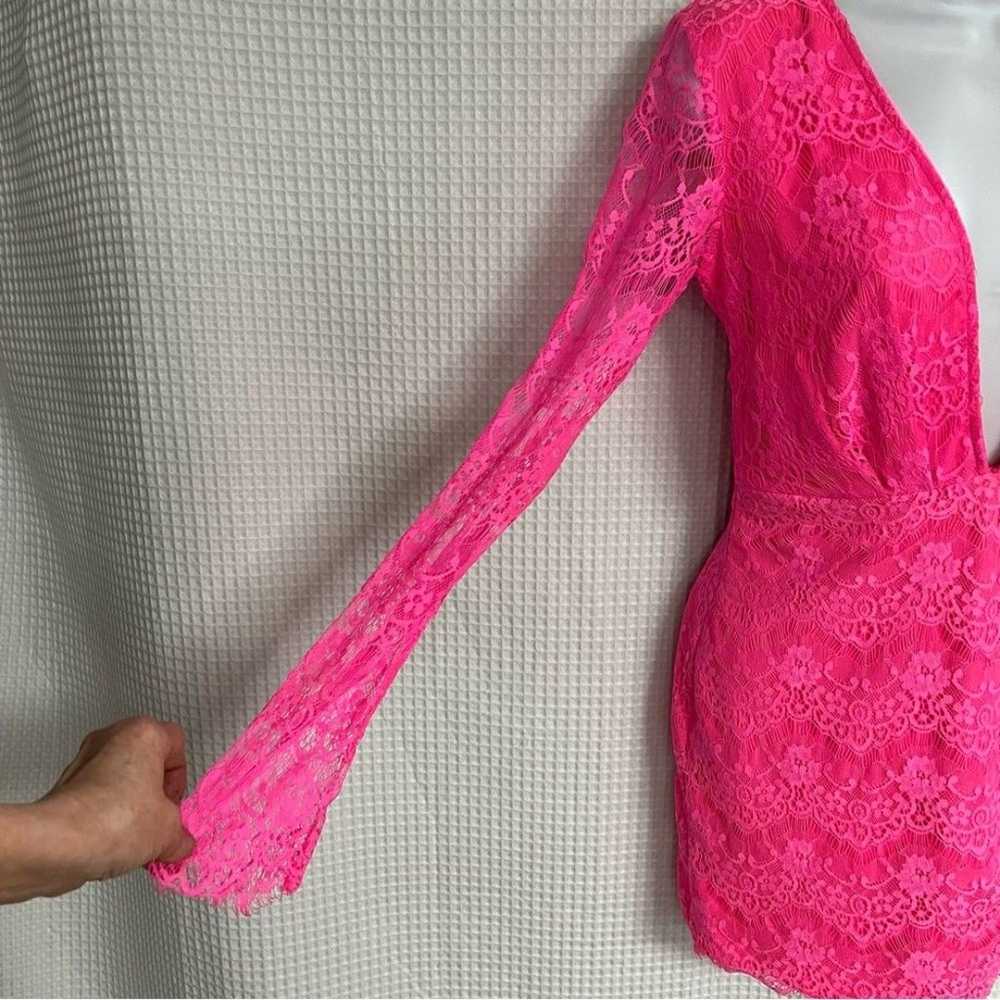 Xtaren ladies neon pink lace body con mini dress … - image 4