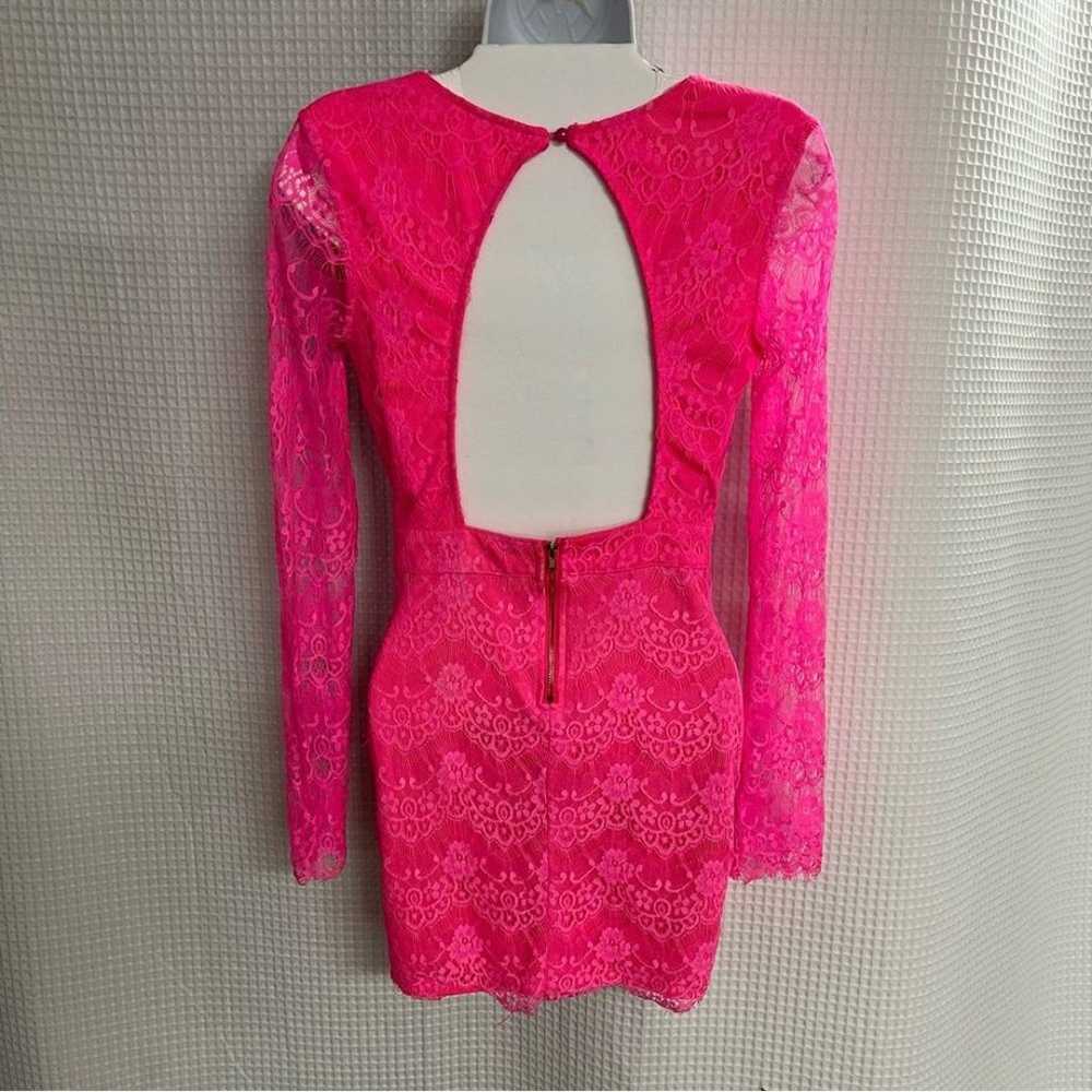 Xtaren ladies neon pink lace body con mini dress … - image 6