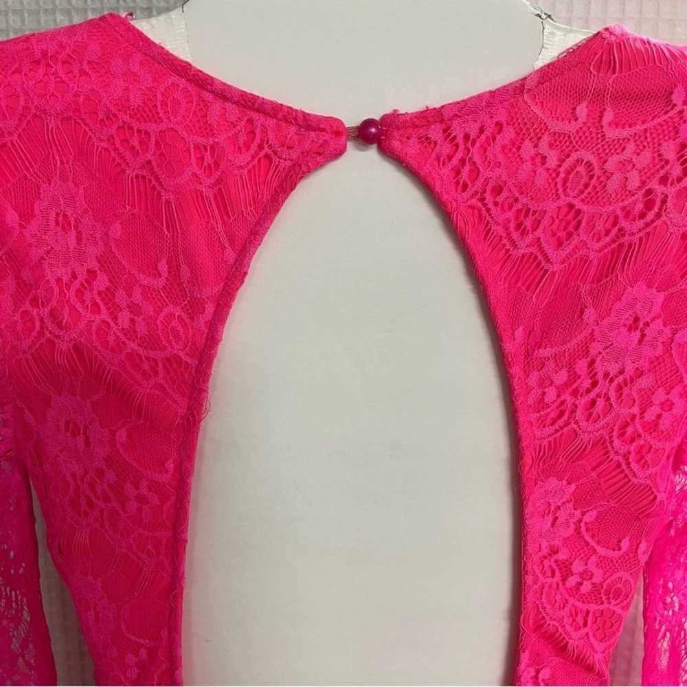 Xtaren ladies neon pink lace body con mini dress … - image 8