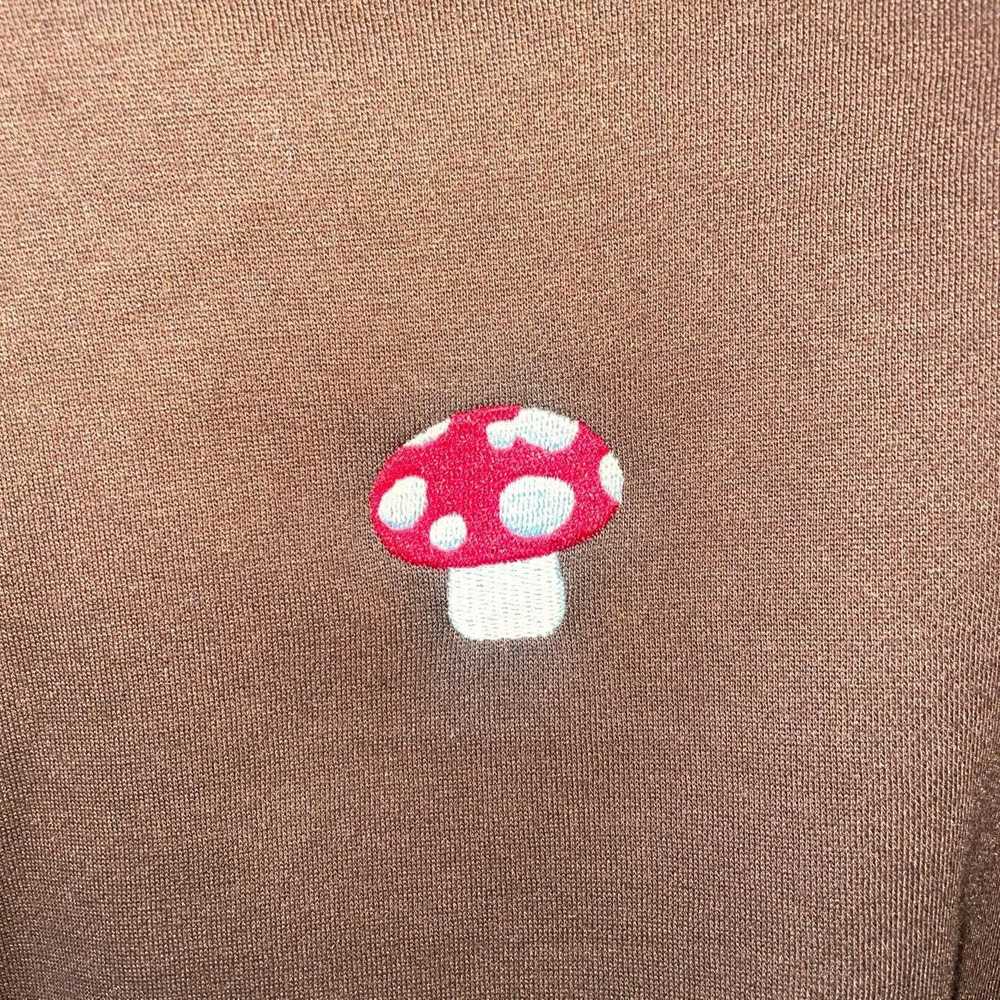 Vintage Oversized Embroidered Mushroom Brown Crew… - image 2