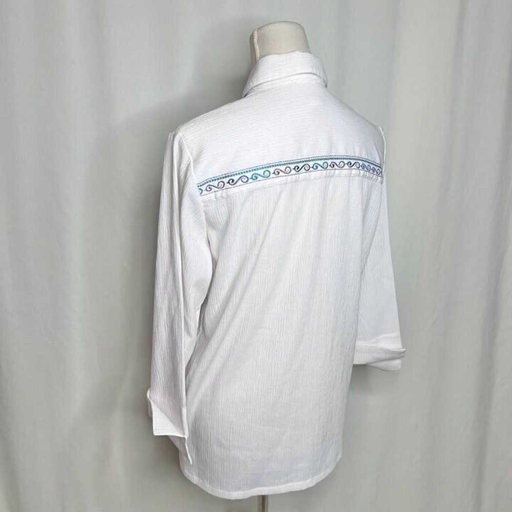 Graff Vintage 90s Embroidered Floral Shirt Stripe… - image 10