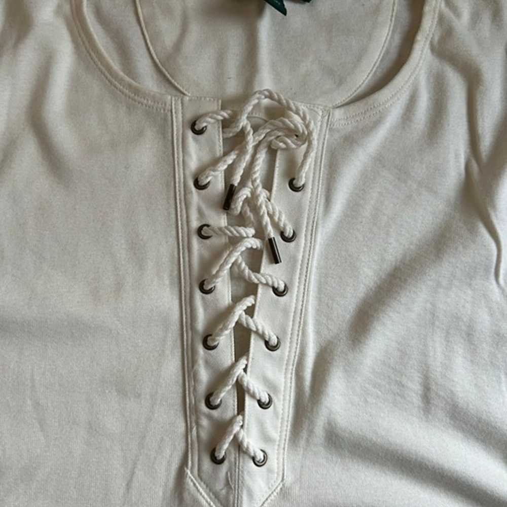 LAUREN Ralph Lauren Cream, Lace Up, Long Sleeve T… - image 3