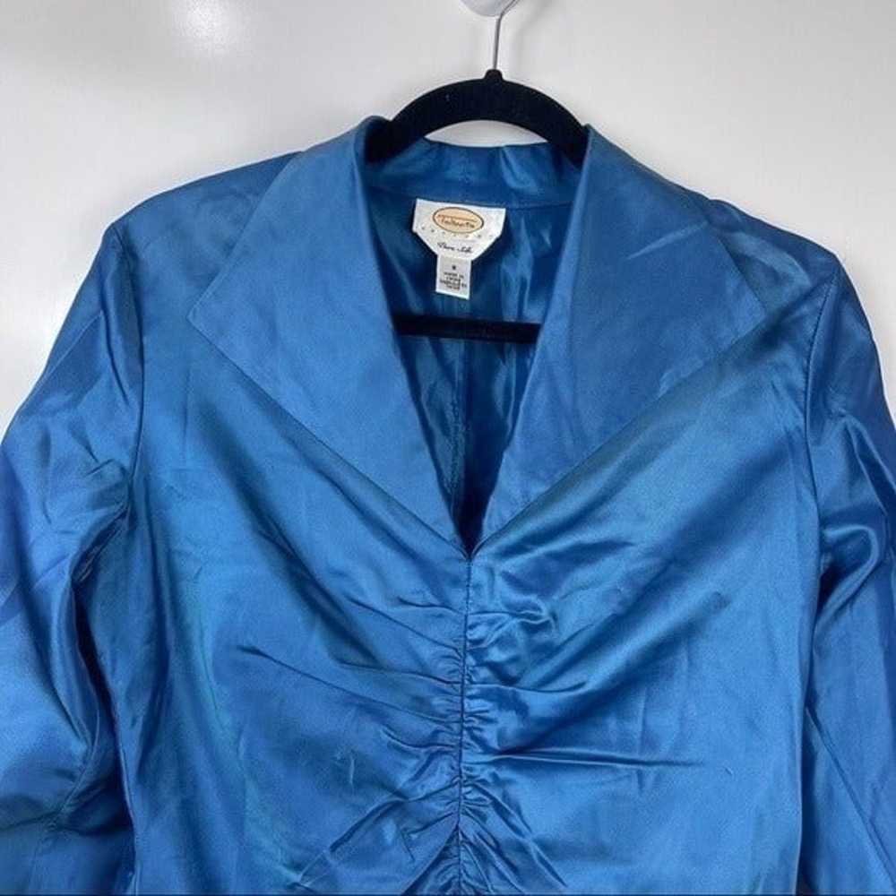 Vintage Talbots Petites Blue Pure Silk Ruched Taf… - image 9