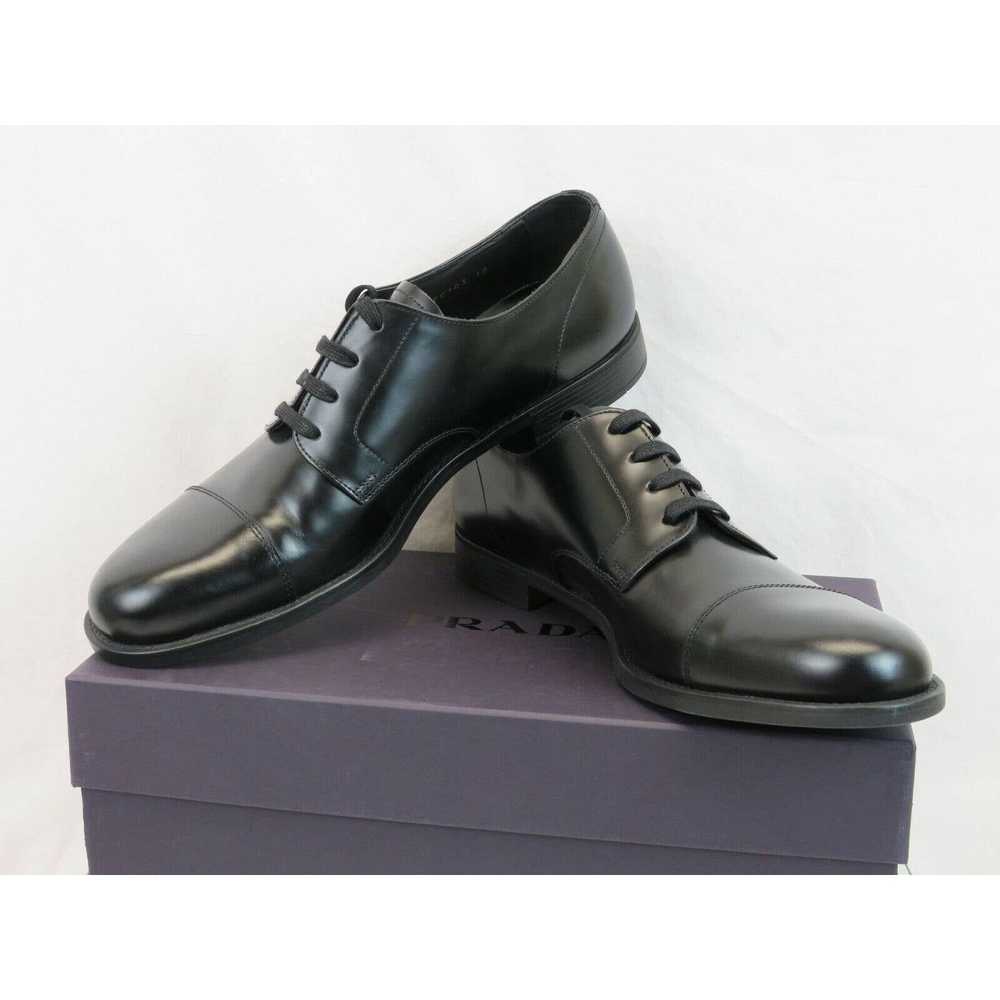 Prada 2EC103 BLACK LEATHER LETTERING LOGO CAP TOE… - image 3