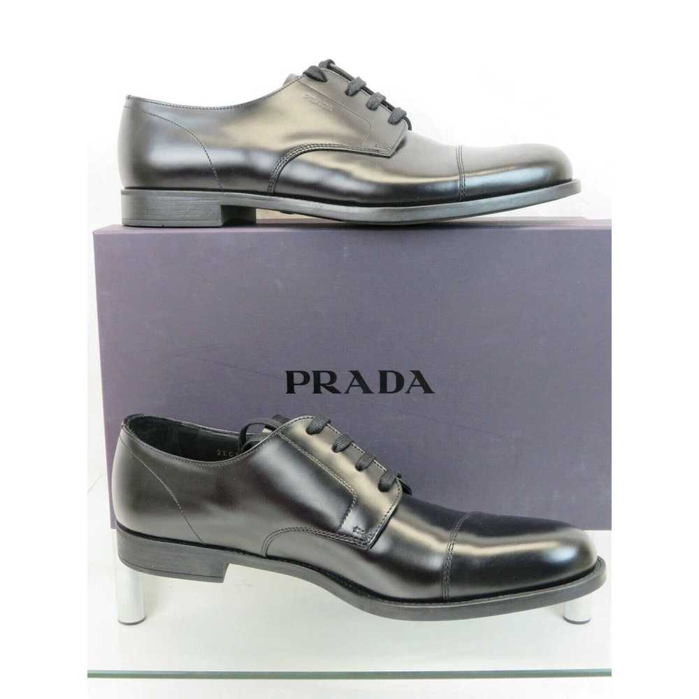 Prada 2EC103 BLACK LEATHER LETTERING LOGO CAP TOE… - image 4