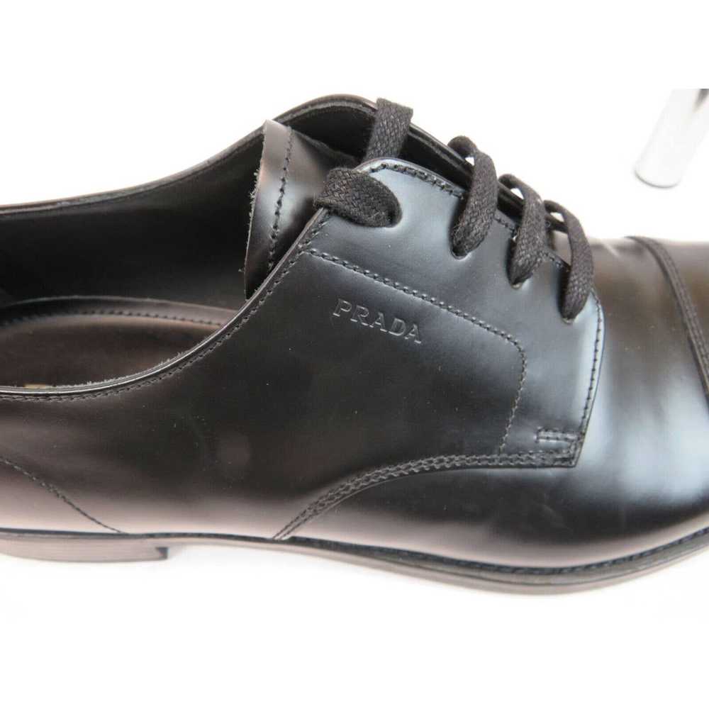 Prada 2EC103 BLACK LEATHER LETTERING LOGO CAP TOE… - image 6