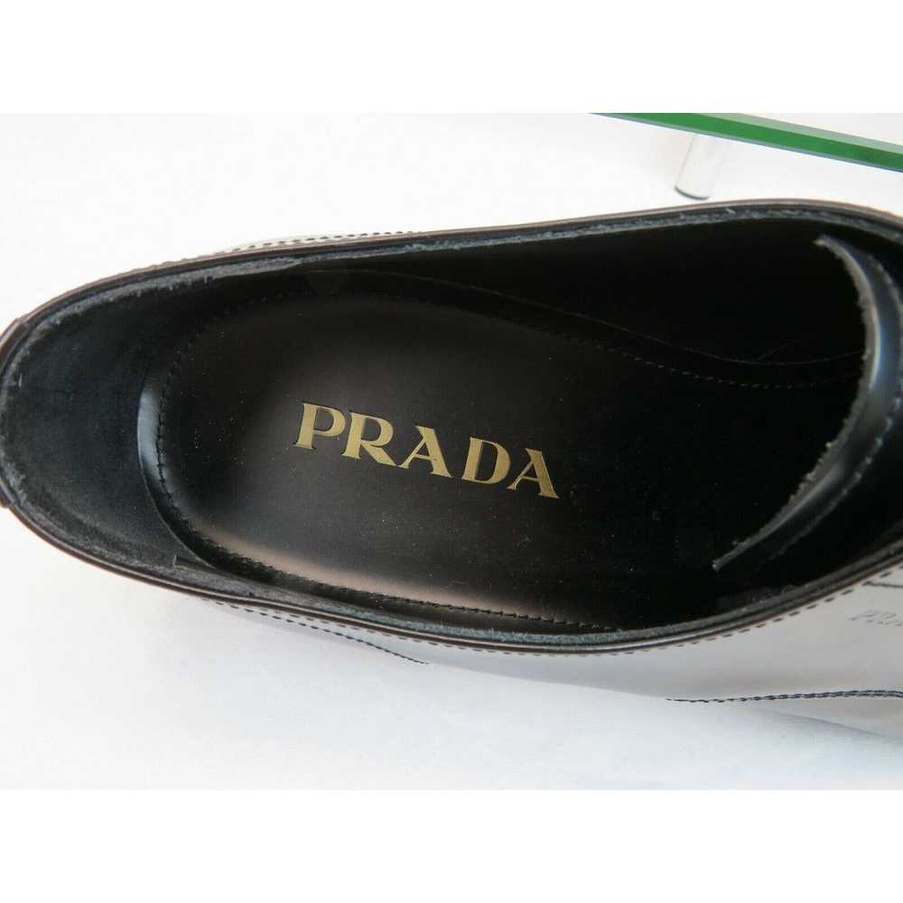 Prada 2EC103 BLACK LEATHER LETTERING LOGO CAP TOE… - image 8