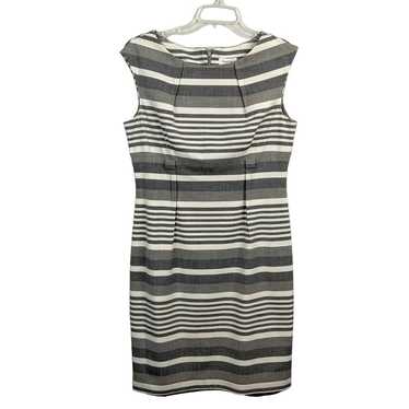 Calvin Klein Gray & White Striped Sheath Dress