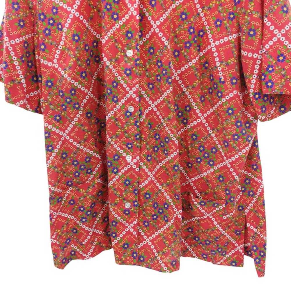 Vintage Button Front Floral Short Sleeve Top Size… - image 7