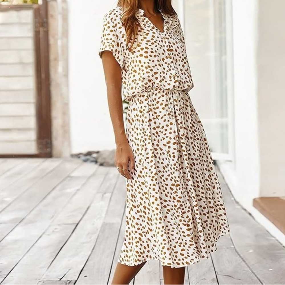 Ladies Polka Dot Print Shirt Dress Women Casual M… - image 9