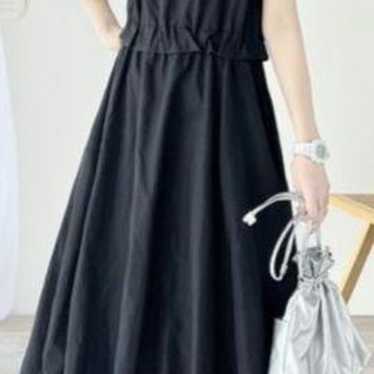 One Piece Balloon Long Dress Black