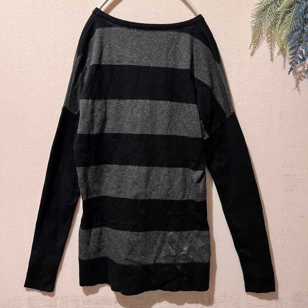 762【BANANA REPUBLIC】Striped Black Moe Sleeve Drop… - image 12