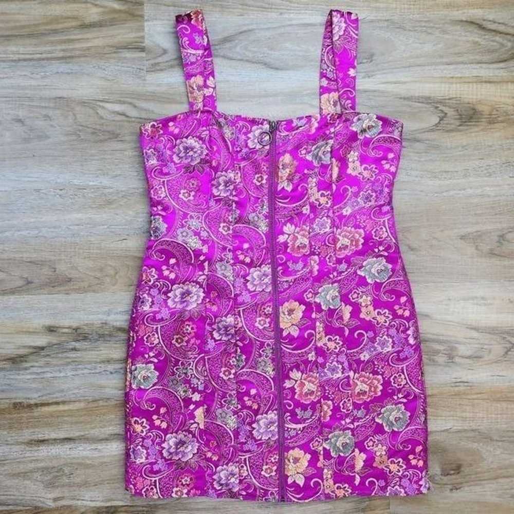 Forever 21 Metallic Fuchsia Floral Front Zippered… - image 3