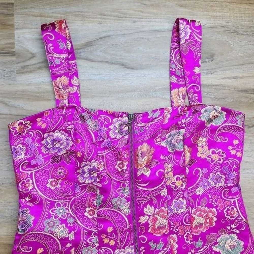 Forever 21 Metallic Fuchsia Floral Front Zippered… - image 5