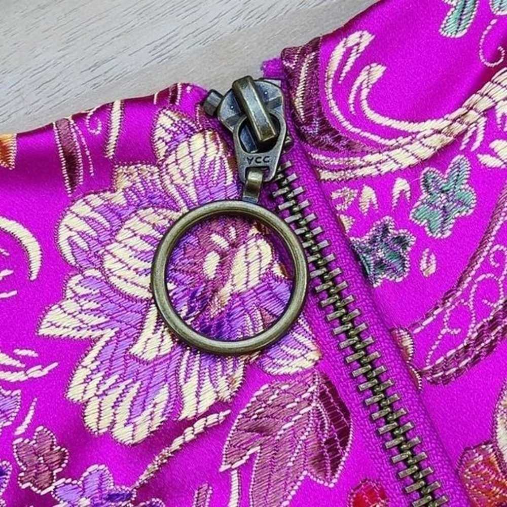 Forever 21 Metallic Fuchsia Floral Front Zippered… - image 7