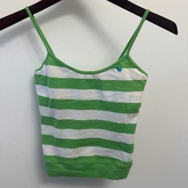 Abercrombie & Fitch y2k Green and White Striped Vi