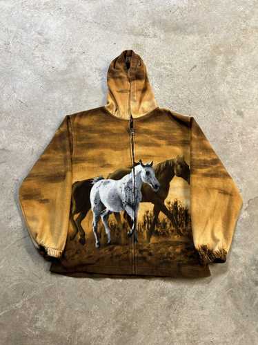 VTG 90S store Animal Nature Fleece Zip Up Sweatshirt