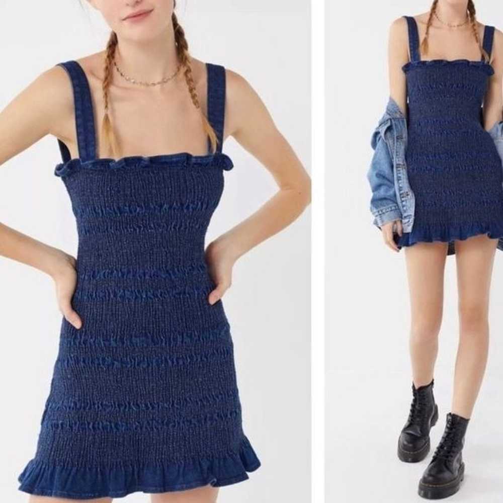 Urban Outfitters denim smocked mini dress size 6 - image 1