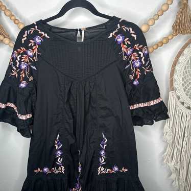 Free People Pavlo Floral Purple Embroidered Dress