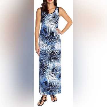 Mario Serrani Italy Blue Tropical Printed Maxi Dr… - image 1