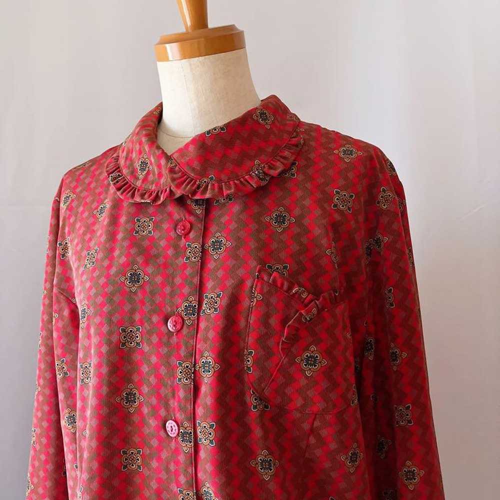 Used retro red patterned blouse vintage secondhand - image 11