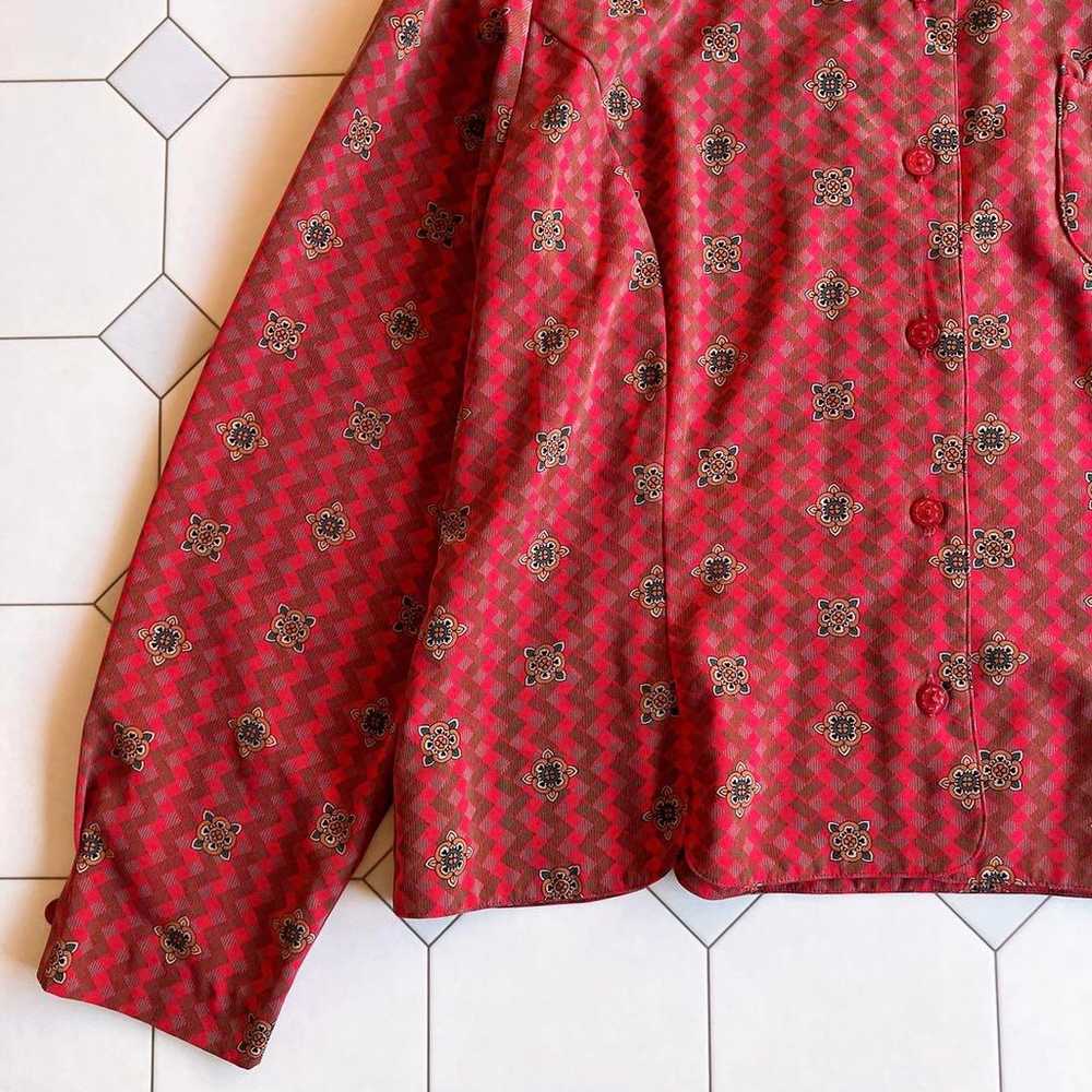 Used retro red patterned blouse vintage secondhand - image 4